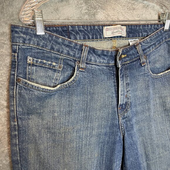 Signature Levis Women Stretch Low Rise Bootcut Dirty Wash Denim Jean 16W Plus - Picture 3 of 14